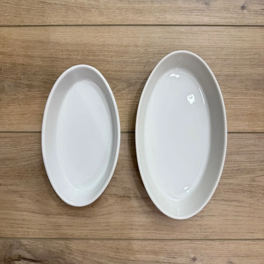 Pillivuyt France Vintage Oval Baker Set 10oz 16oz White Porcelain Oven to Table - Picture 1 of 11